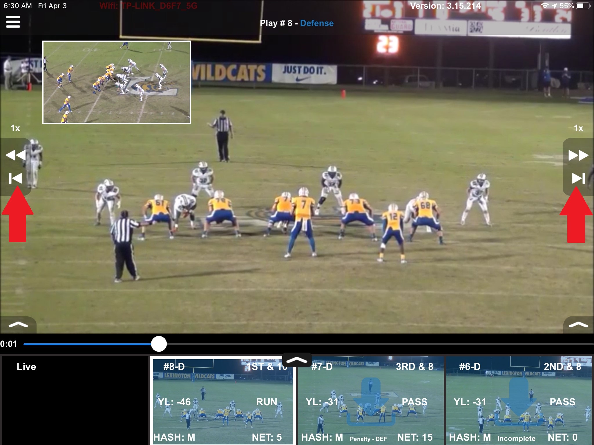 replay screen playback next clip arrows.jpg