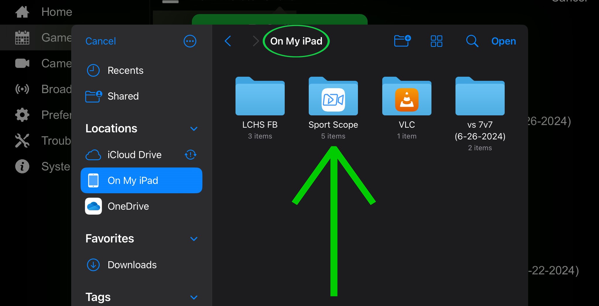 On My iPad Folder circled arrow to Sport Scope.jpg