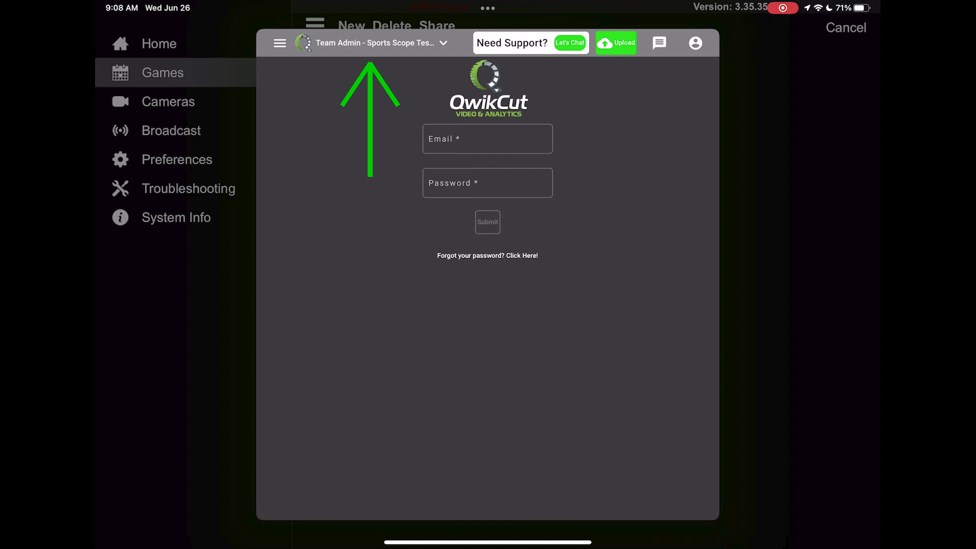 Qwikcut login arrow to username games page.jpg